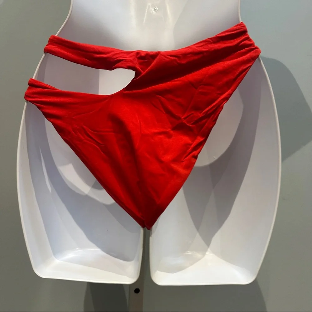 Yandy Red Bikini Bottom Cutout Size Small NWT